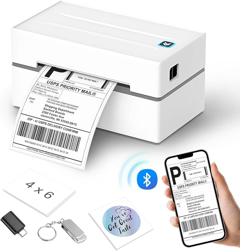 Wireless Bluetooth Thermal Label Printer for Shipping
