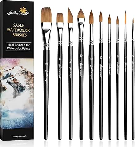 10 Watercolor Paint Brushes Set for Artists