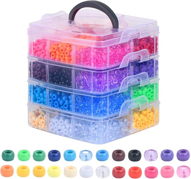 4200 Pony Beads in 24 Colors for Jewelry and Crafts
