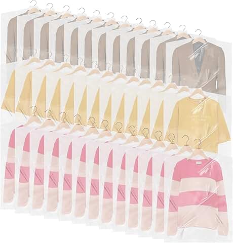 100 Clear Garment Bags for Hanging Clothes