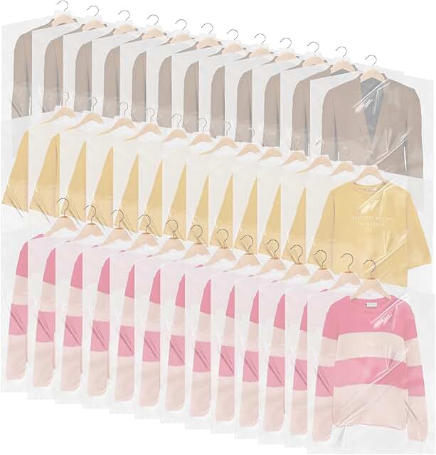100 Clear Garment Bags for Hanging Clothes