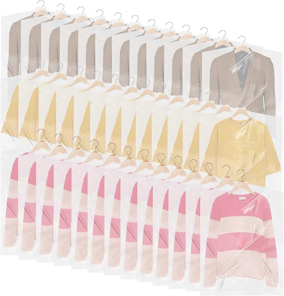 100 Clear Garment Bags for Hanging Clothes