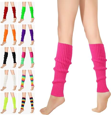 Neon Ribbed Leg Warmers for Women