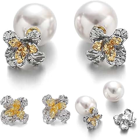 Silver double ball earrings with water ripple design