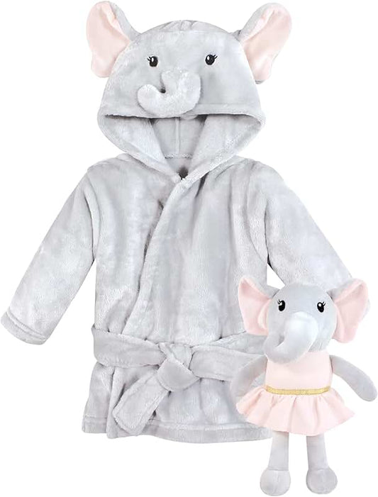 Soft baby bathrobe and toy set