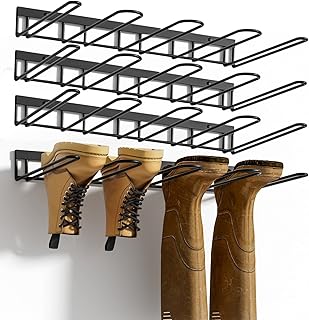 Wall-mounted boot and shoe organizer rack, 8 pairs