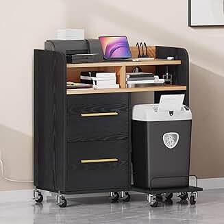 Printer stand with storage and charging station