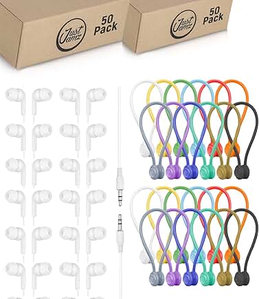 Bulk White Earbuds and Magnetic Cable Ties Pack