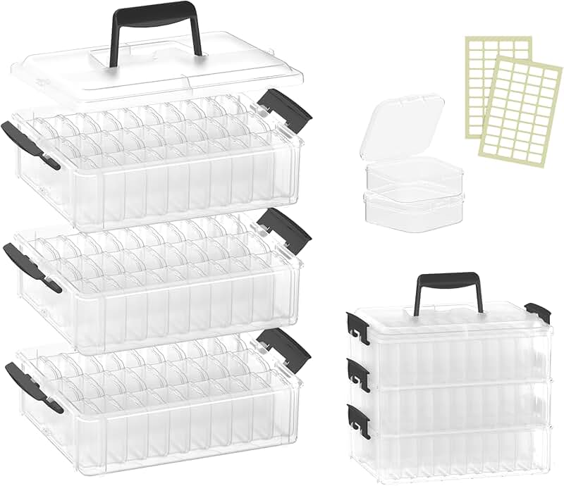 Three-Tier Bead Storage Box with 90 Compartments