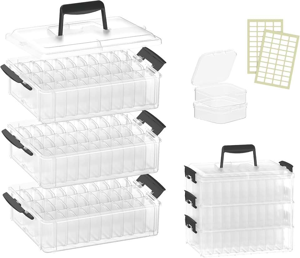 Three-Tier Bead Storage Box with 90 Compartments