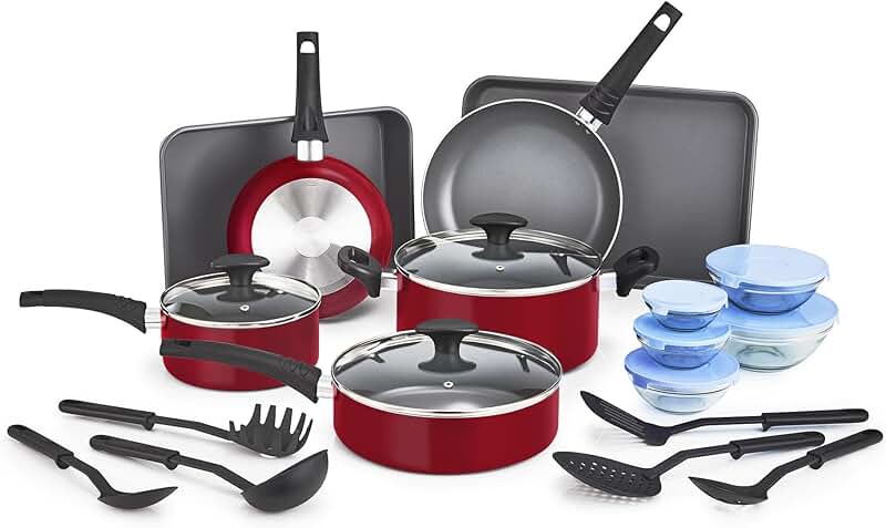 21-Piece Nonstick Cookware Set with Glass Lids