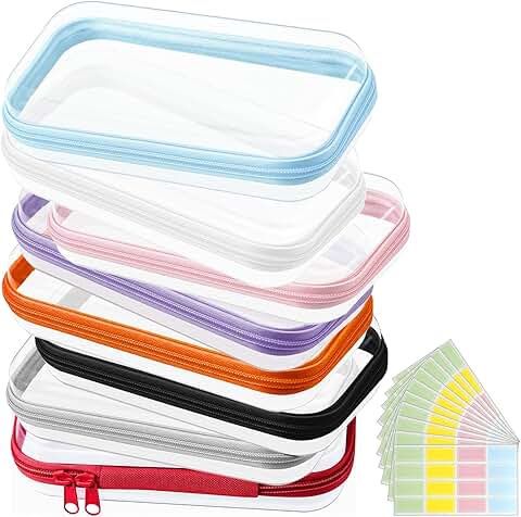 Set of 8 clear zipper cases for storage and organization