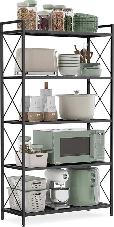 5-Tier Metal Storage Rack with Mesh Shelves