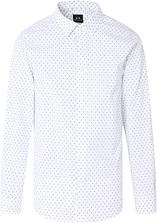 Men's Long Sleeve Cotton Jacquard Micro Print Shirt