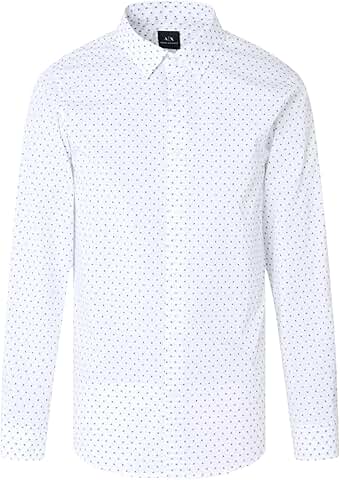 Men's Long Sleeve Cotton Jacquard Micro Print Shirt
