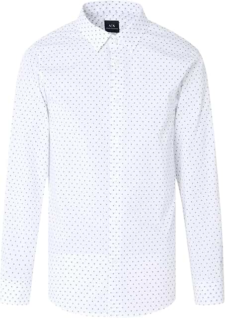 Men's Long Sleeve Cotton Jacquard Micro Print Shirt
