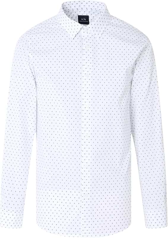 Men's Long Sleeve Cotton Jacquard Micro Print Shirt