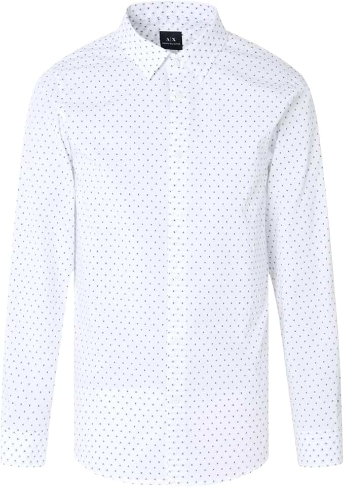 Men's Long Sleeve Cotton Jacquard Micro Print Shirt