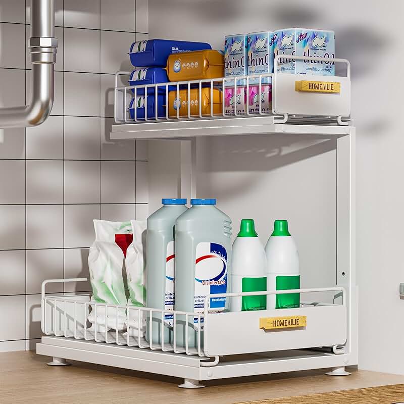 Adjustable Two-Tier Under Sink Storage Shelf