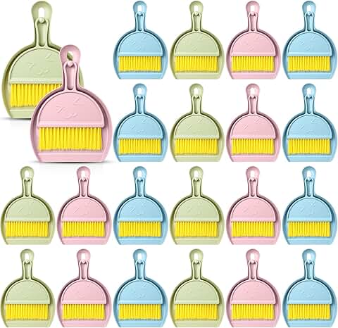 Mini Broom and Dustpan Set with Handle, 24 Pieces