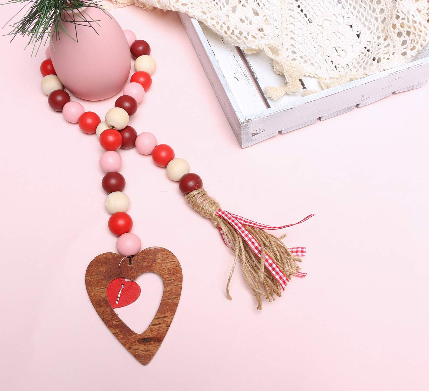 25mm Pink Wooden Beads for Garlands and Crafts