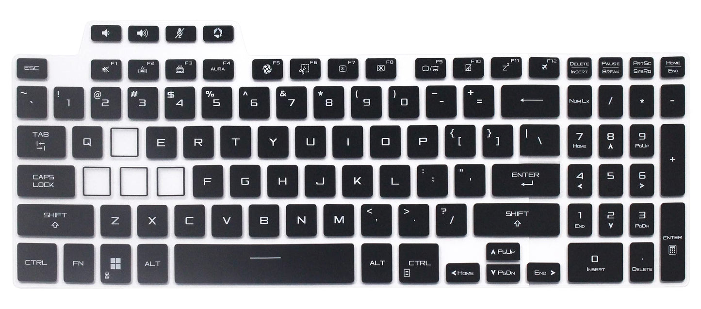 Black keyboard cover for gaming laptops