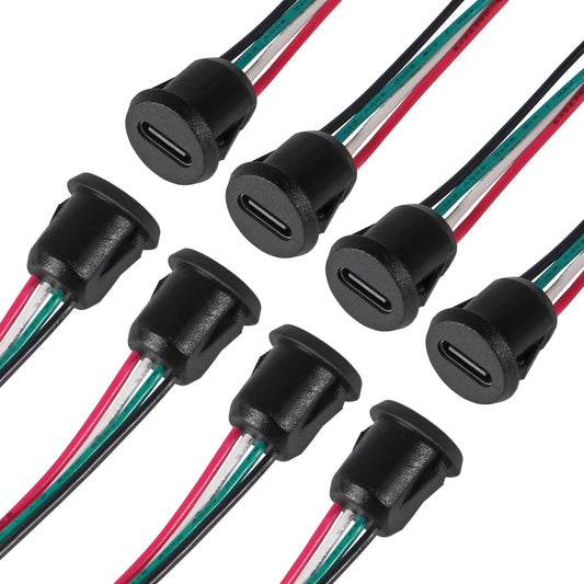 8-Pack Waterproof USB-C Female Chassis Connectors