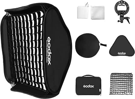 Foldable 32x32 inch Flash Softbox Kit with Grid and Carrying Case