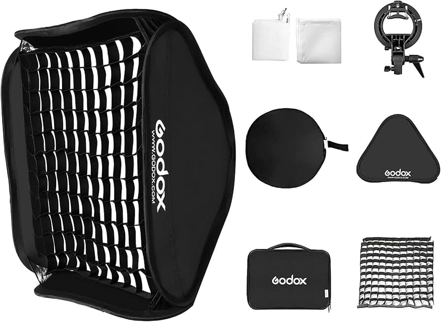 Foldable 32x32 inch Flash Softbox Kit with Grid and Carrying Case