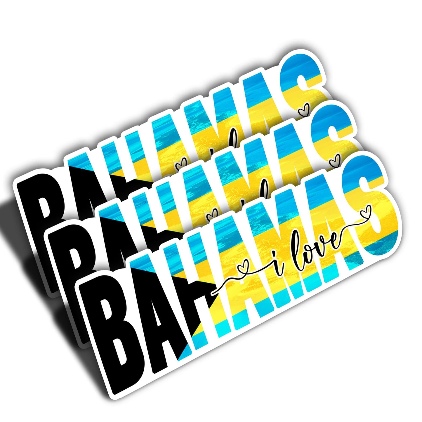 Set of 3 Bahamas Waterproof Vinyl Stickers