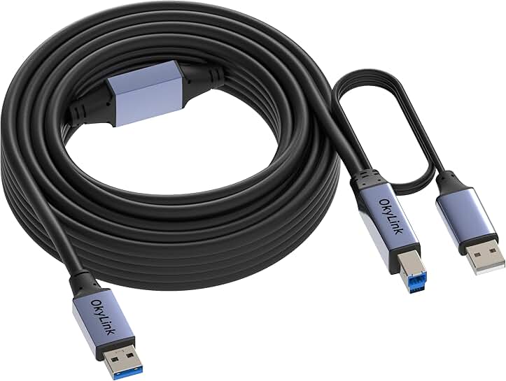 65ft USB 3.0/3.2 Repeater Cable A to B with Power