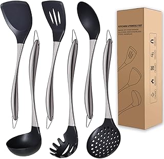 Large Non-stick Silicone Kitchen Utensils Set, 6 Pieces