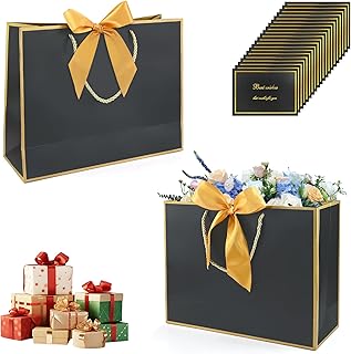 Set of 20 black gift bags with handles, 7.5x5.9x2.7 inches