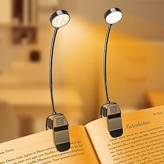 Two LED Rechargeable Book Lights for Reading in Bed