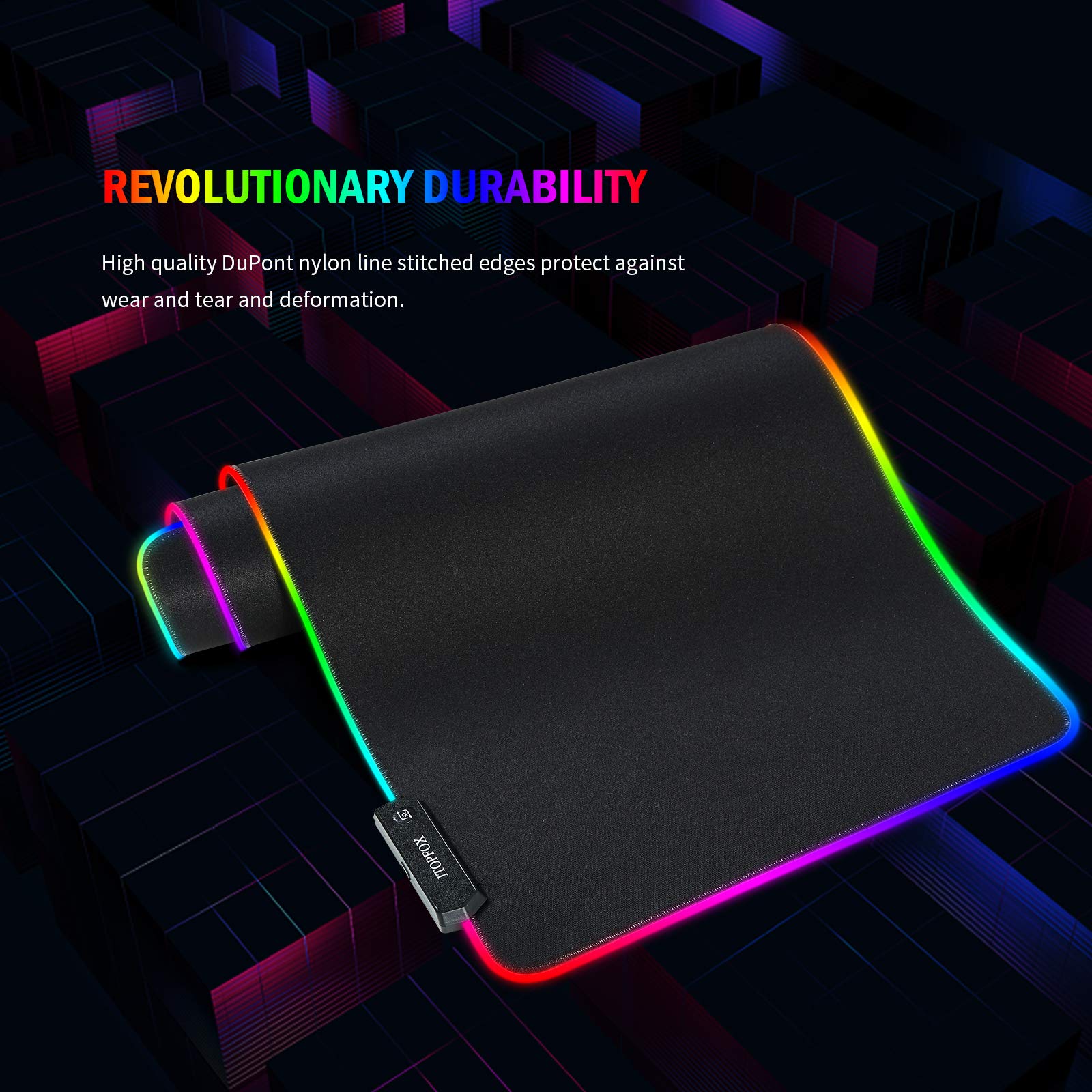 RGB Gaming Mouse Mat Pad - Large Extended Led Mousepad with 14 Lighting Modes 2 Brightness, Anti-Slip Rubber Base with Waterproof Coating Mouse Mat for Gamer 8003004mm/31.511.80.16 inch