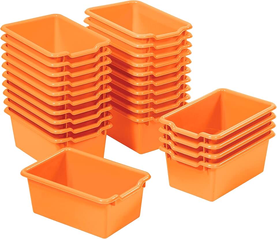 25-Piece Orange Scoop Front Storage Bins