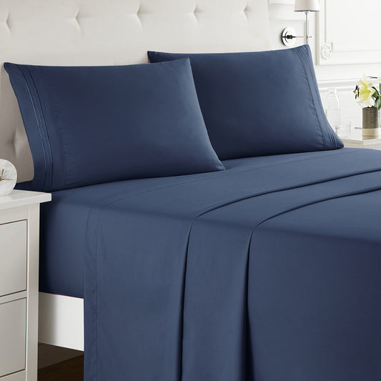 Split King Sheets Sets for Adjustable Bed  5 Piece Split King Sheet Set, Double Brushed Split King Sheets, Hotel Navy Blue Sheets, Extra Soft Bedding Sheets  Pillowcases