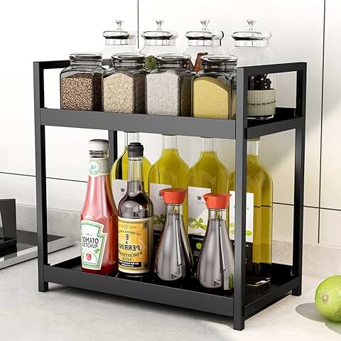 Two-Tier Kitchen Countertop Organizer for Spices and Storage