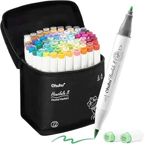 Alcohol marker set with dual tips, 72 colors