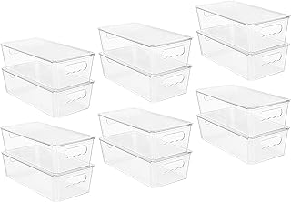 12 Pack Clear Stackable Plastic Storage Bins with Lids