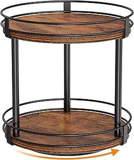 Rotating 2-Tier Wooden Spice Rack, 10.2" x 10.2" x 10.4"