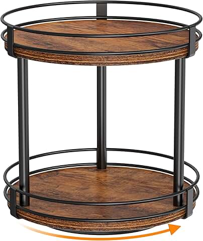 Rotating 2-Tier Wooden Spice Rack, 10.2" x 10.2" x 10.4"