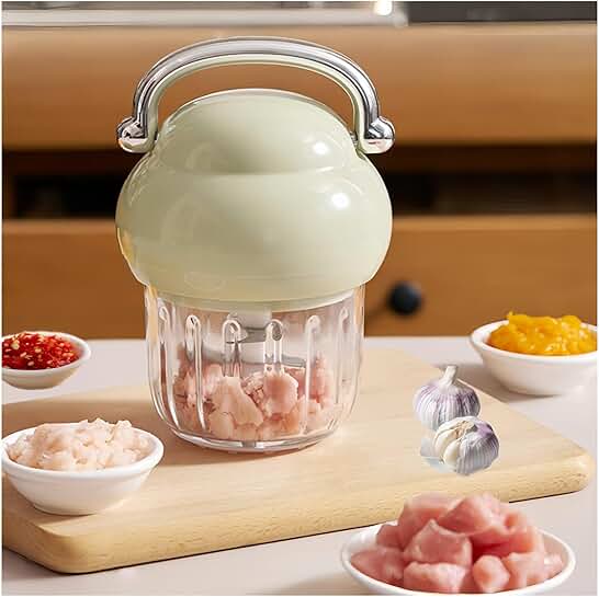 Small Glass Food Processor and Chopper for Meat and Vegetables