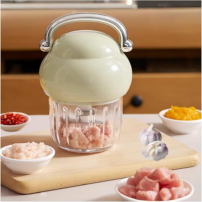Small Glass Food Processor and Chopper for Meat and Vegetables