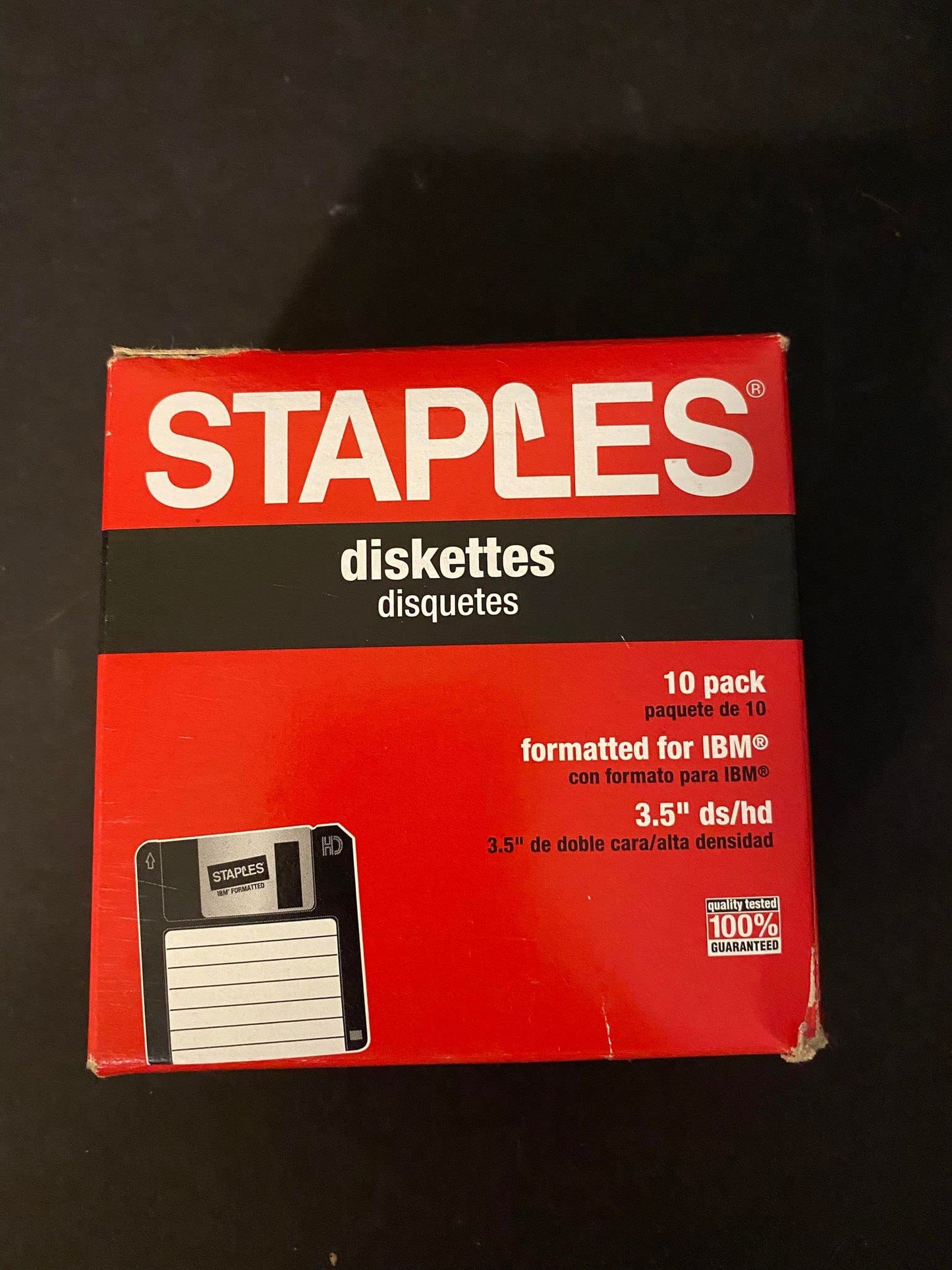 3.5" Formatted Diskettes, IBM DS-HD, Black, Pack of 10