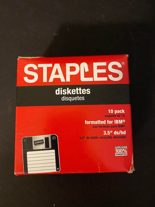 3.5-inch formatted diskettes, IBM DS-HD, black, pack of 10
