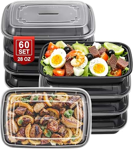 60 Reusable 28oz Food Storage Containers with Lids