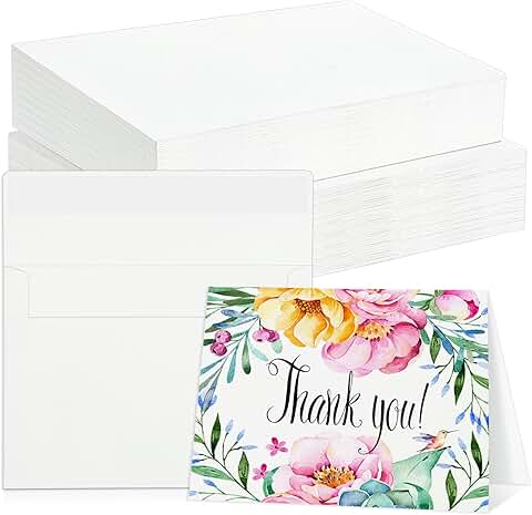 Set of 60 Watercolor Cards with Envelopes, 5x7 Inch
