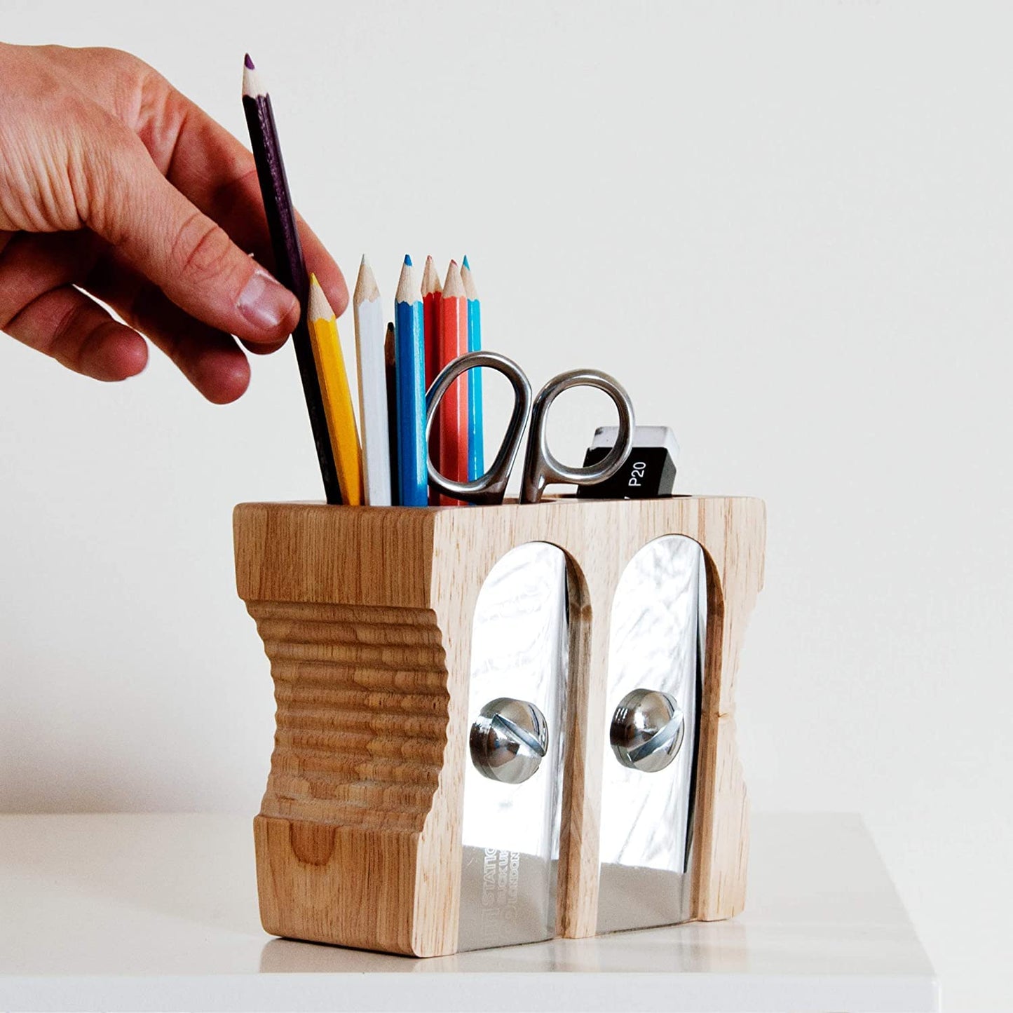 Wooden Pencil Sharpener and Desk Organizer