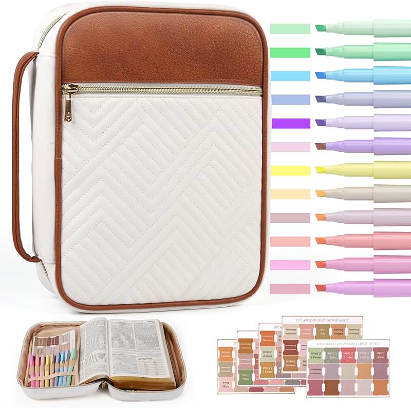 Quilted Vegan Leather Bible Cover with Handle